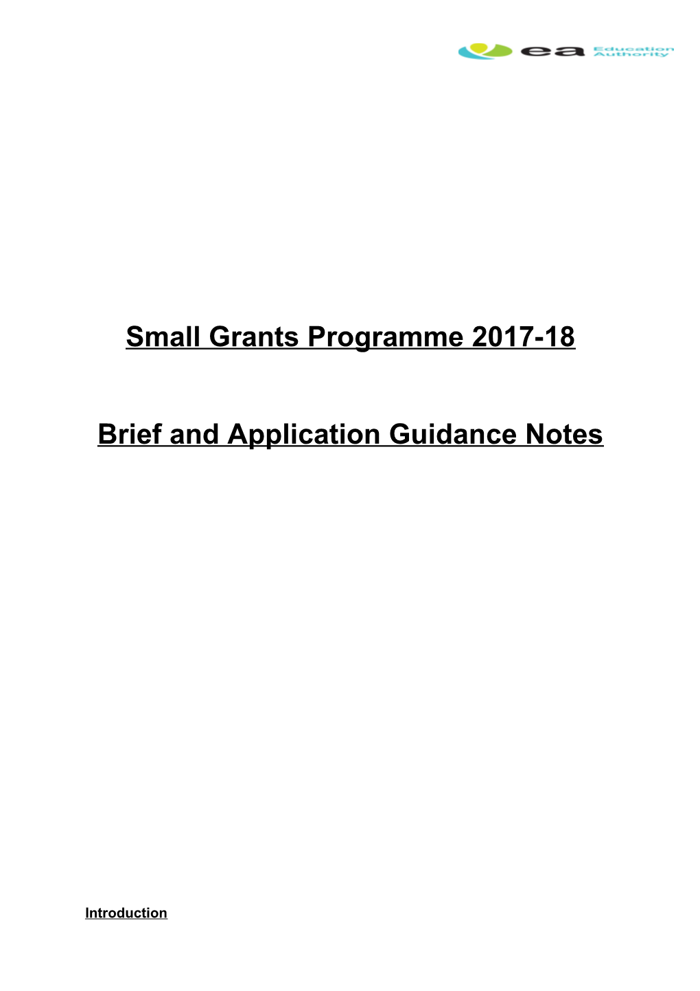 Brief and Application Guidance Notes