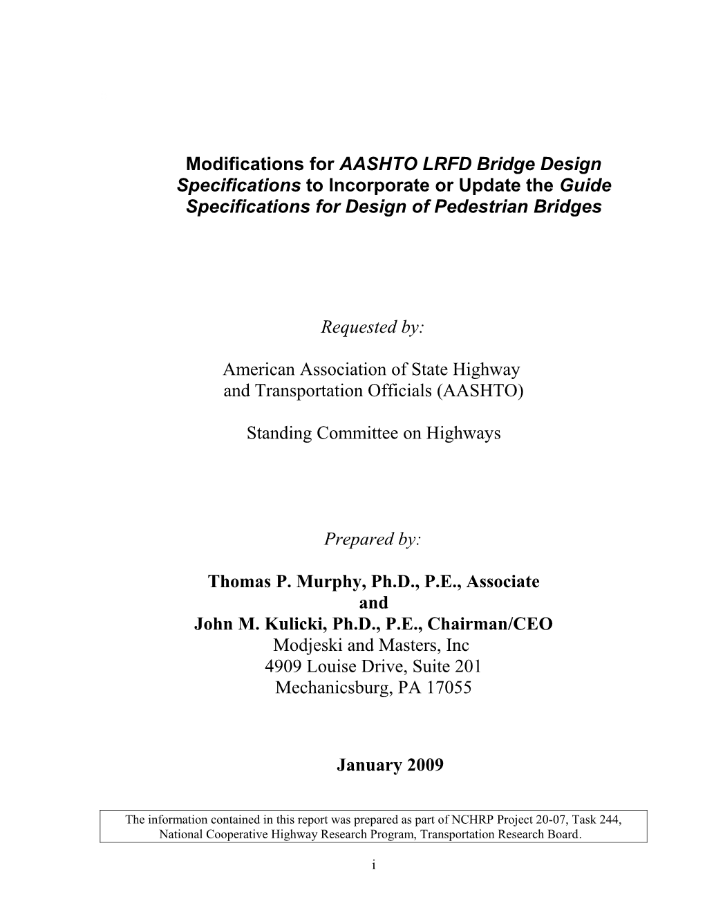 Lrfd Guide Specifications for the Design of Pedestrian Bridges 5-Iii