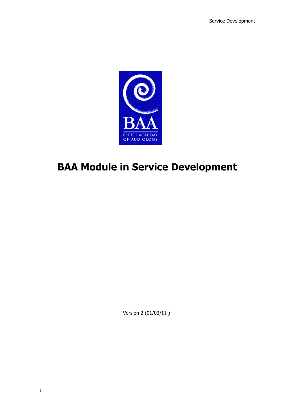BAA Module in Service Development