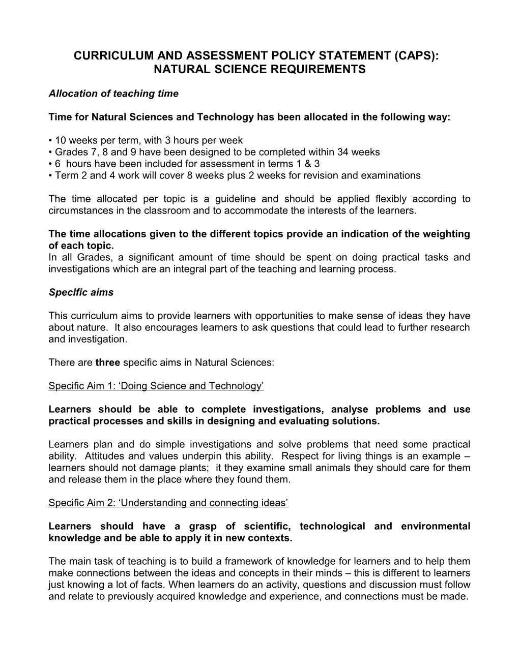 Curriculum and Assessment Policy Statement (Caps)