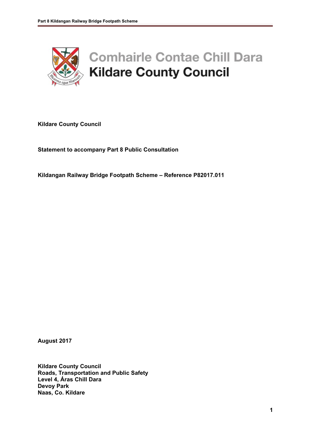 Part 8 Kildangan Railway Bridge Footpath Scheme