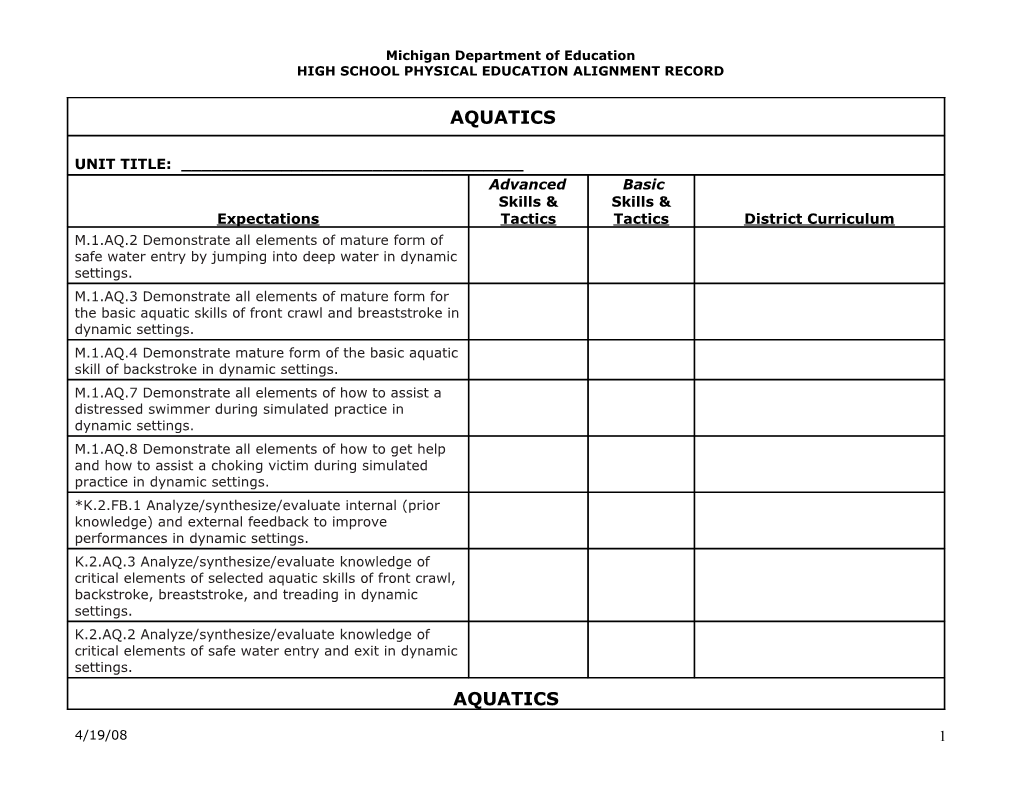 High School Guidelines