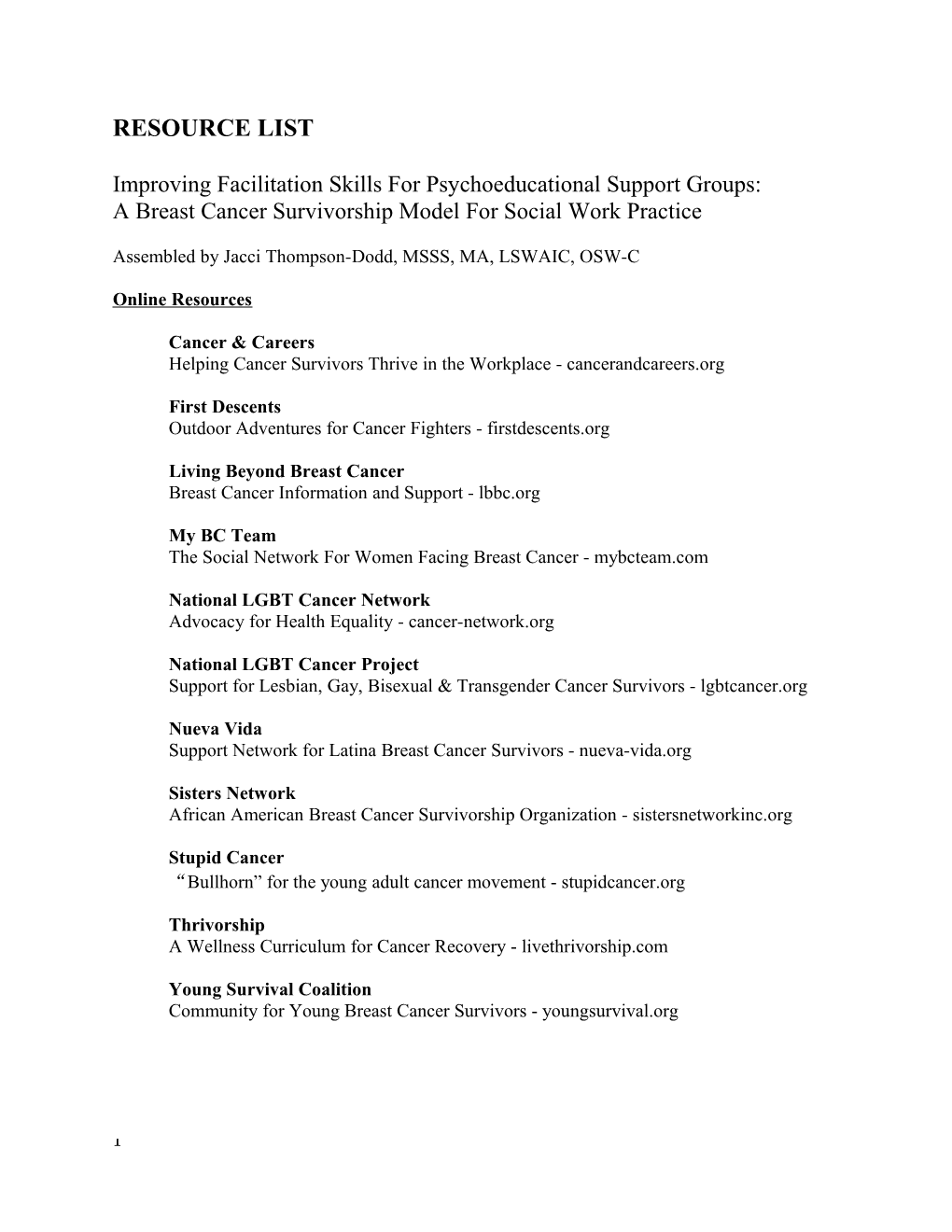 Improving Facilitation Skills for Psychoeducational Support Groups