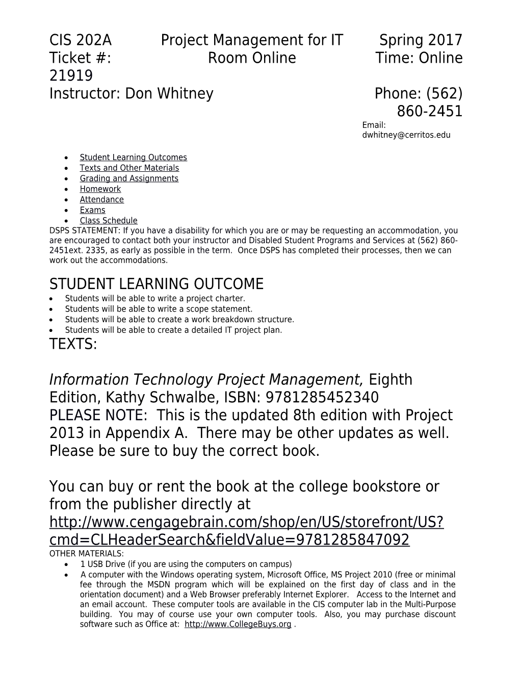 CIS 202A Project Management for IT