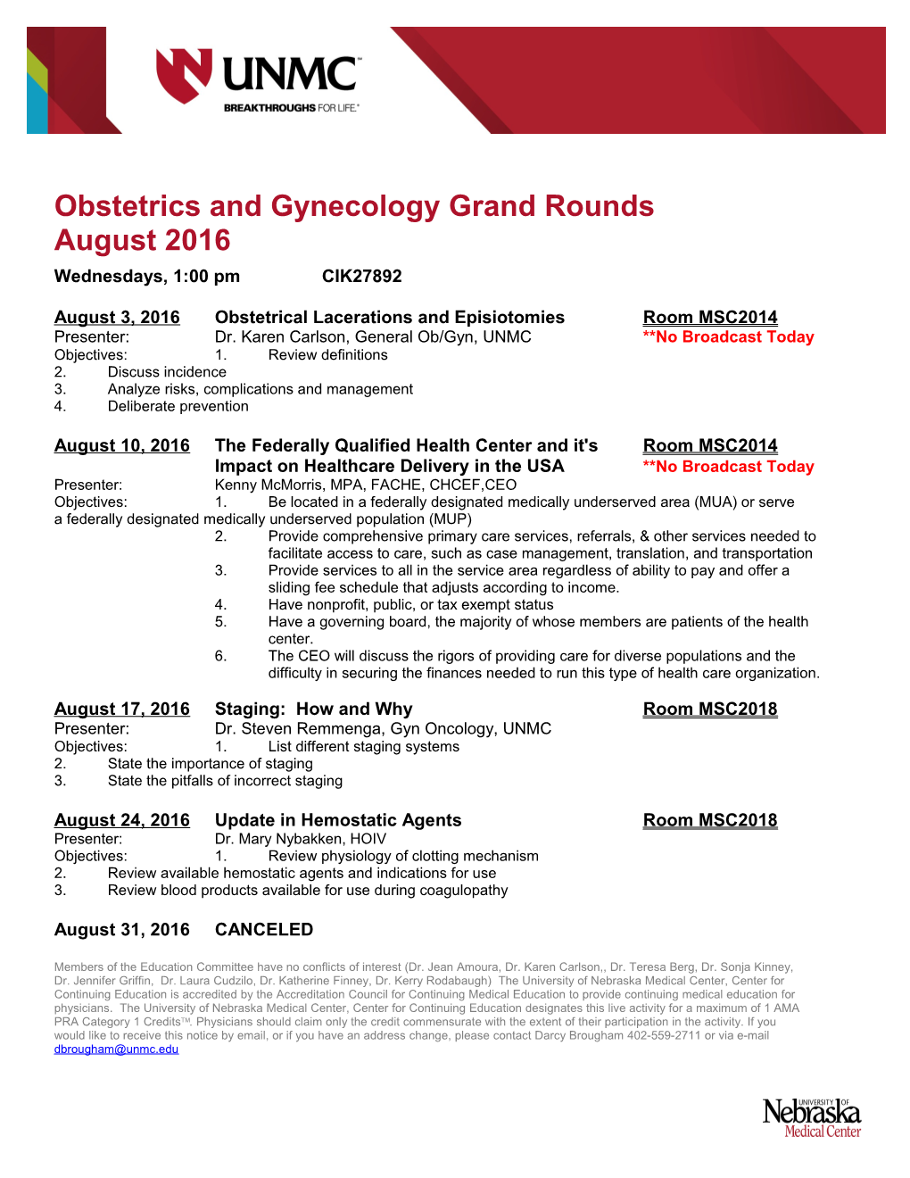 Obstetrics and Gynecology Grand Rounds