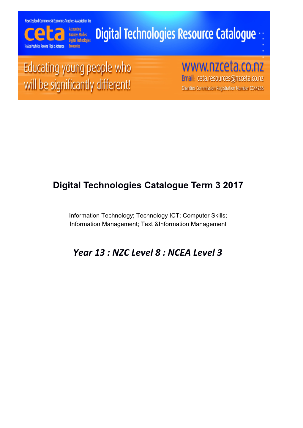 Digital Technologies Catalogue Term 3 2017