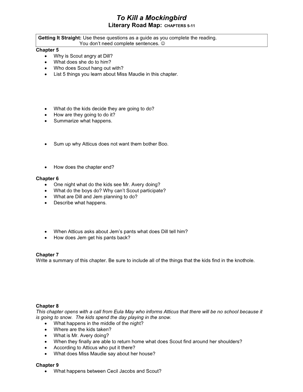 Getting It Straight: Chapters 5-8 Use These Questions As a Guide As You Complete the Reading