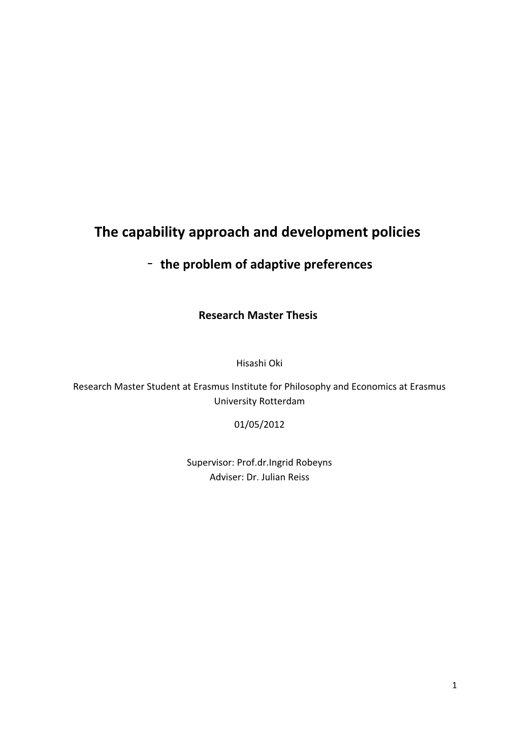 The Capability Approach and Development Policies