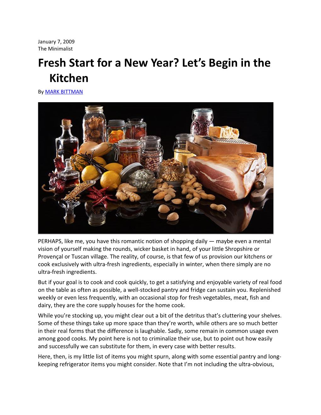 Fresh Start for a New Year? Let S Begin in the Kitchen