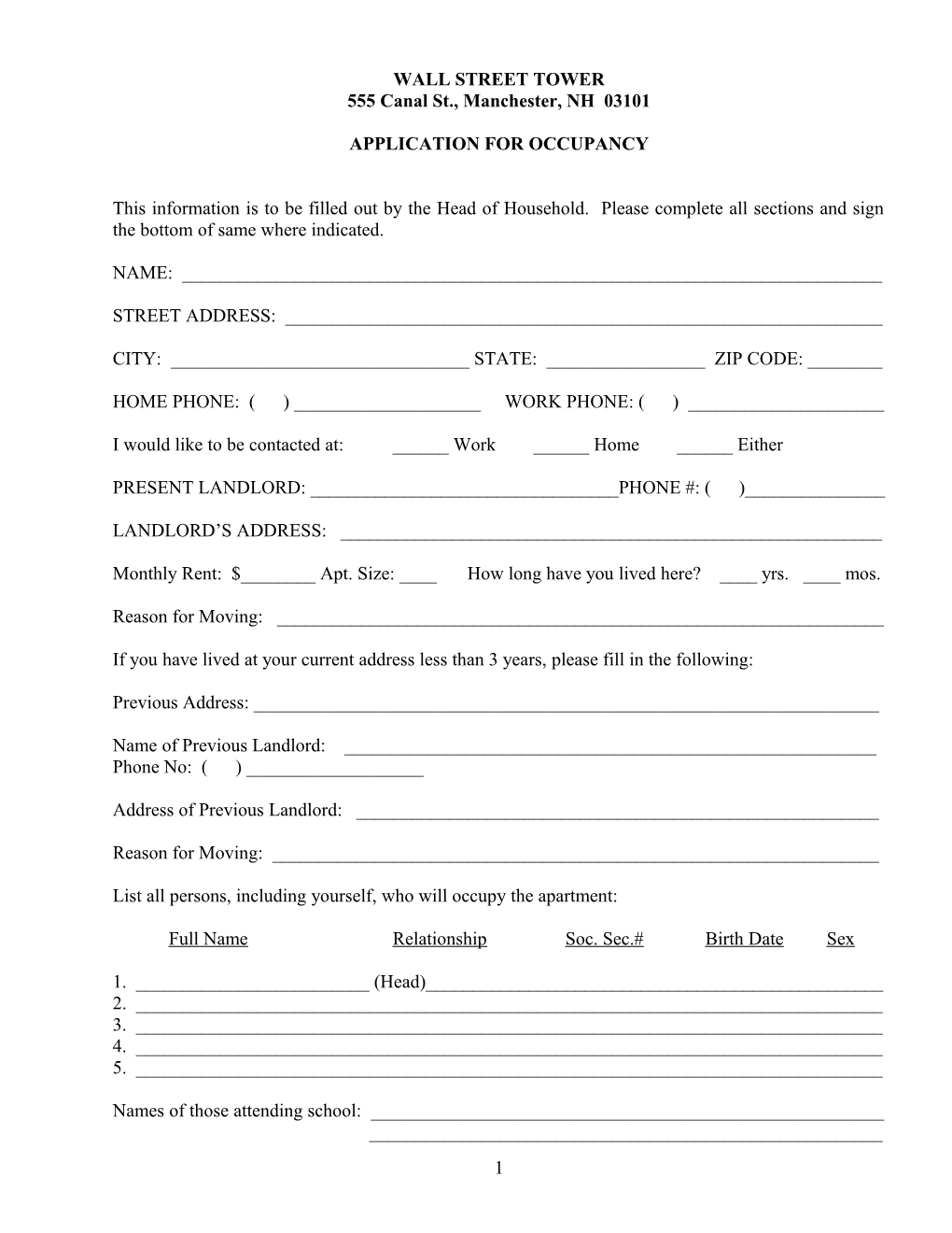 Application for Occupancy s2