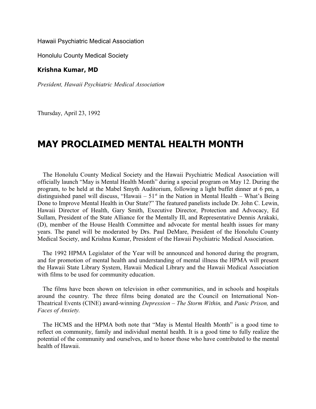 Hawaii Psychiatric Medical Association