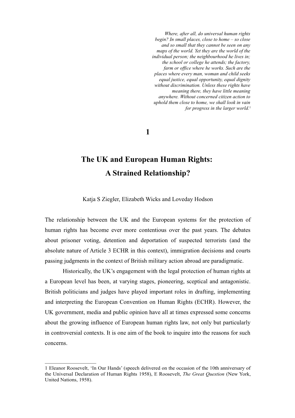 The UK and European Human Rights: a Strained Relationship?