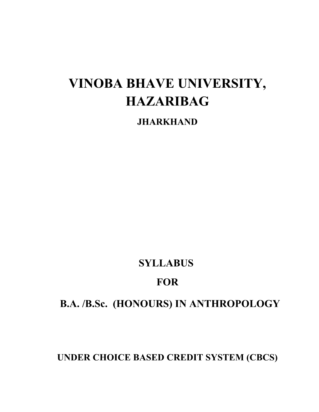 Vinoba Bhave University, Hazaribag