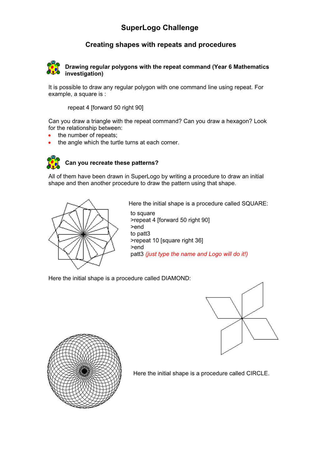 Drawing Regular Polygons with the Repeat Command (Year 6 Mathematics Investigation)
