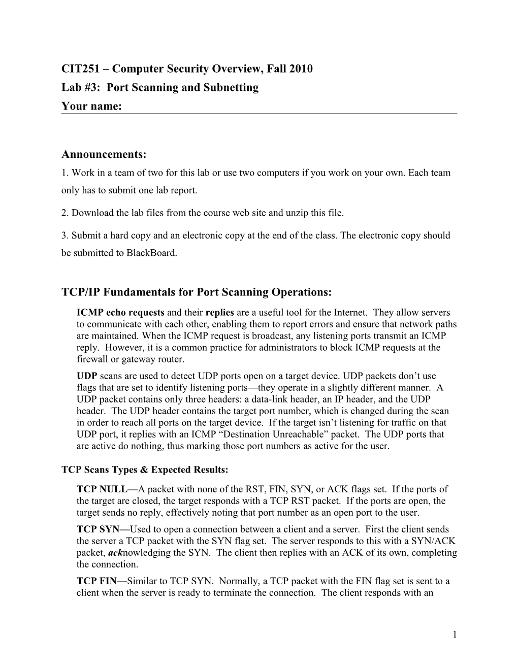 IT603 Overview of Information Security, Spring 2006