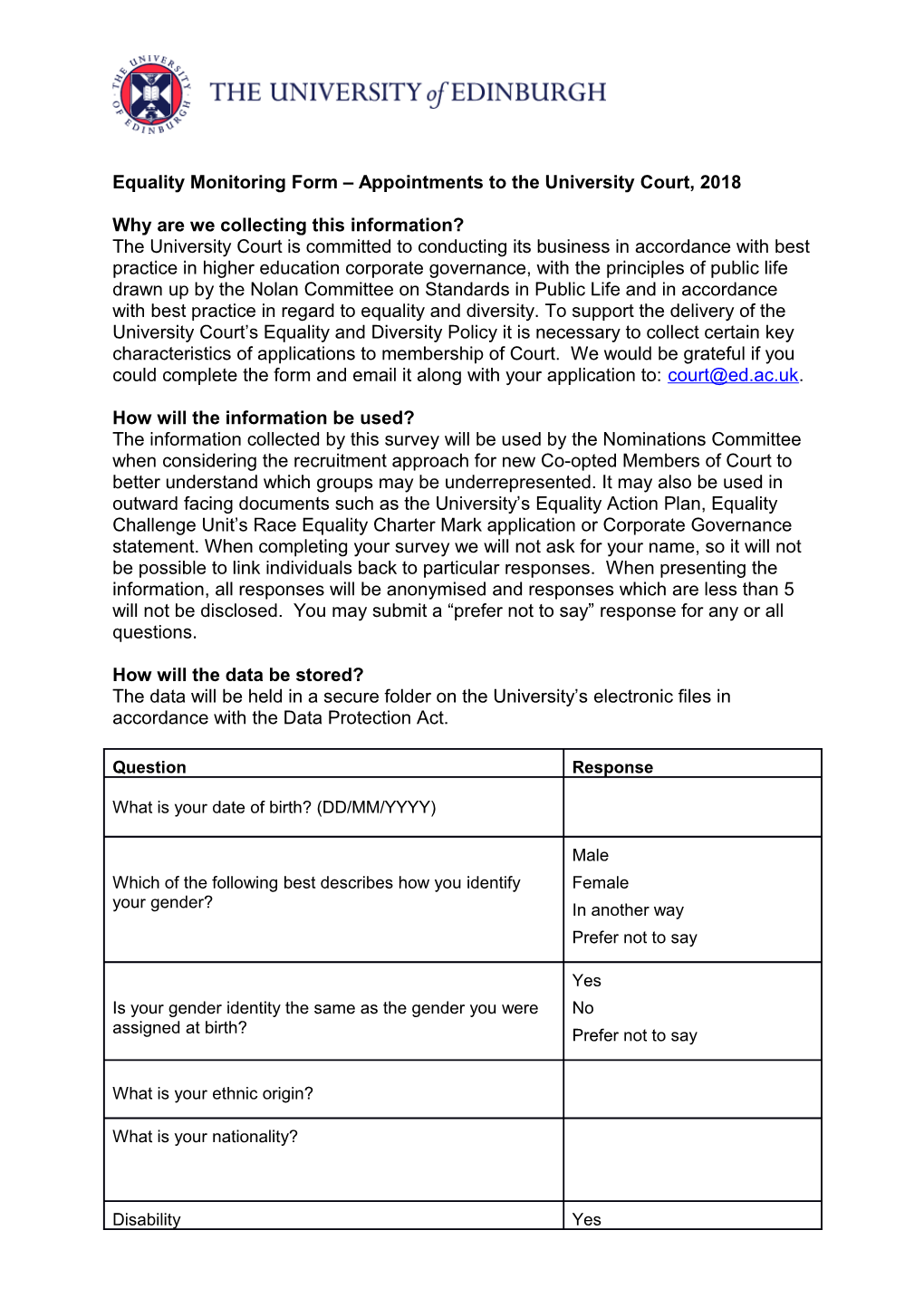 Equality Monitoring Form s1
