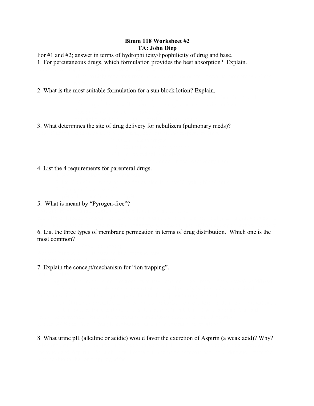 Bimm 118 Worksheet #2