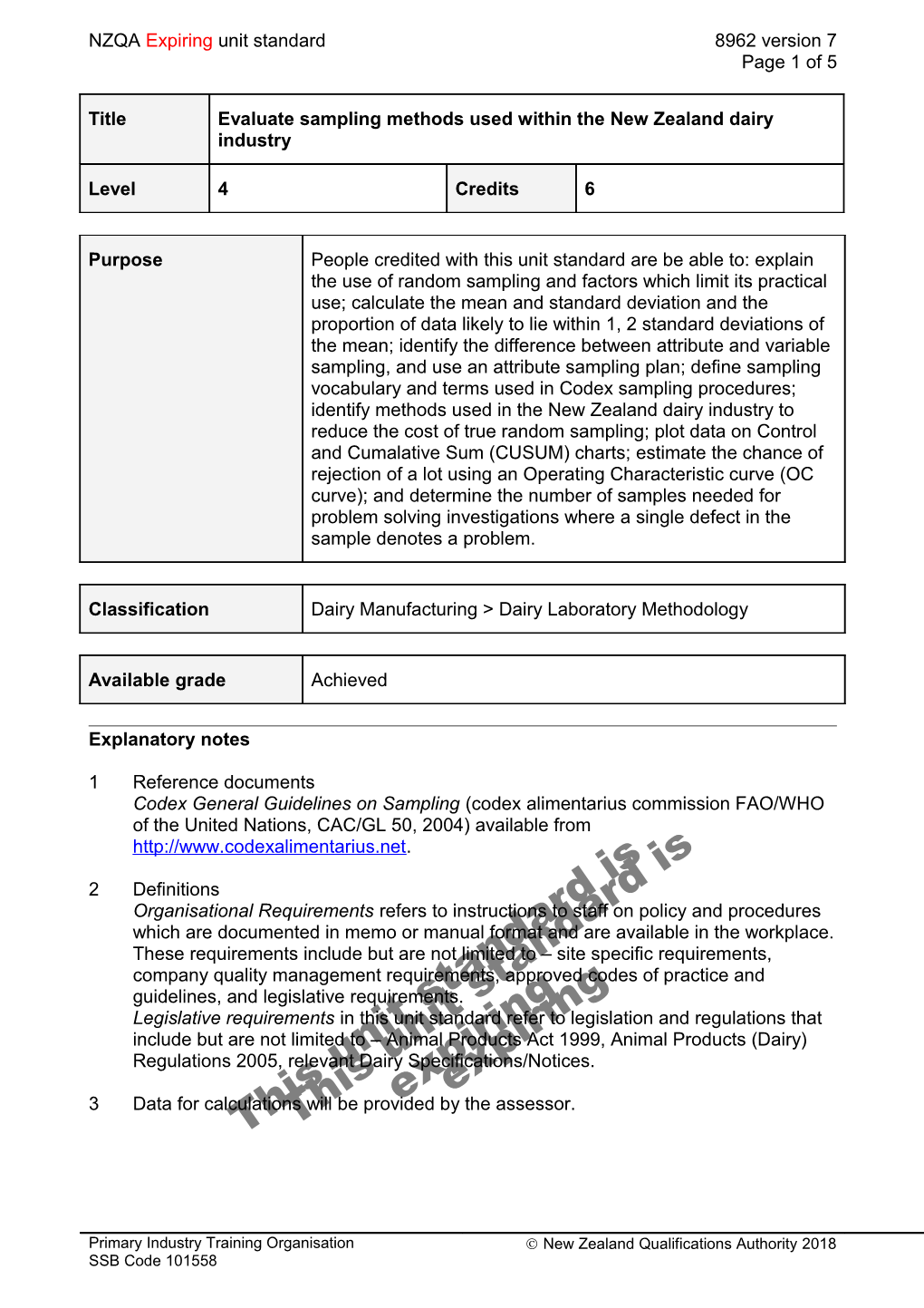 8962 Evaluate Sampling Methods Used Within the New Zealand Dairy Industry