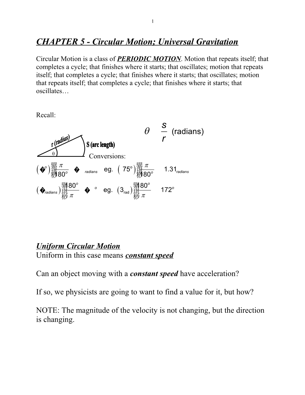 CHAPTER 5 - Circular Motion; Universal Gravitation
