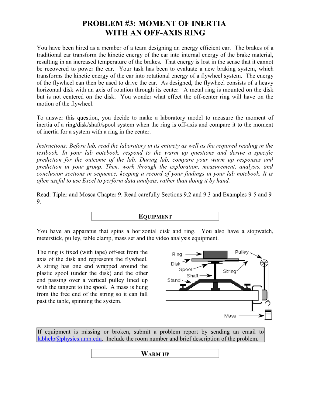 MOMENT of INERTIA with an OFF-AXIS RING 1301Lab7prob3