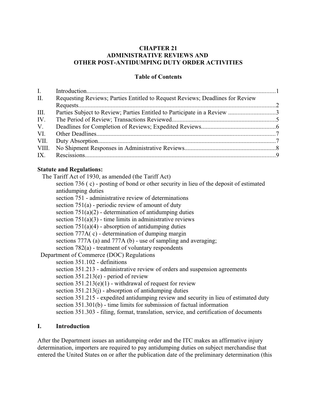 Other Post-Antidumping Duty Order Activities