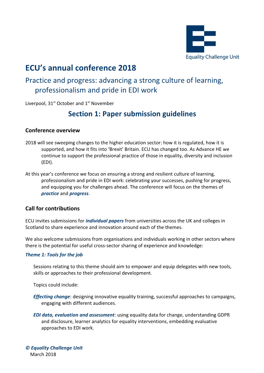 ECU S Annual Conference 2018