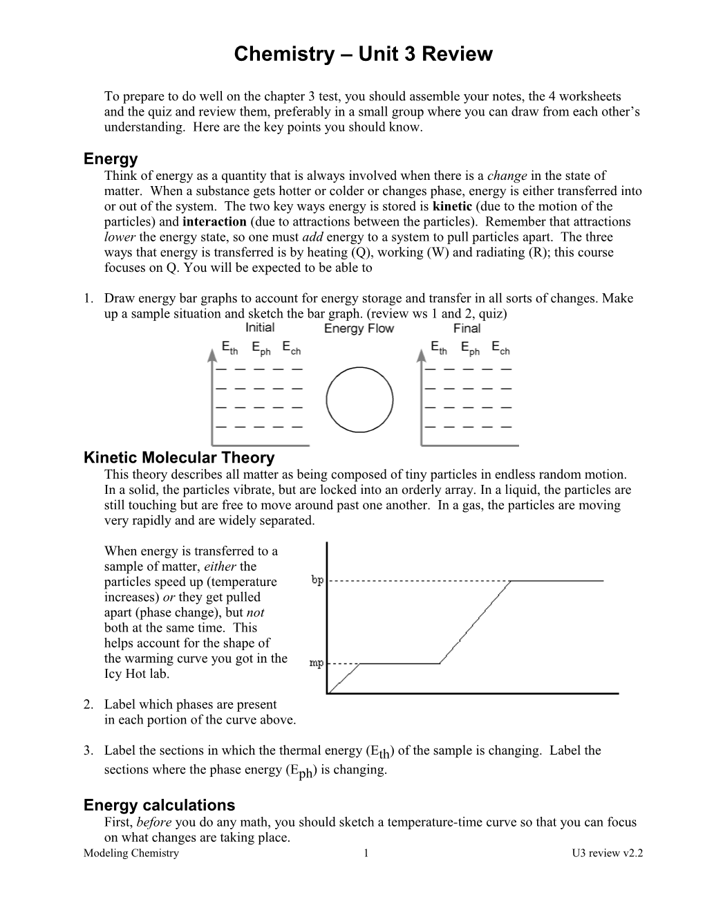 Chemistry Unit 3 Review