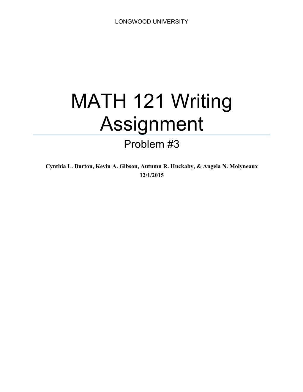 MATH 121 Writing Assignment