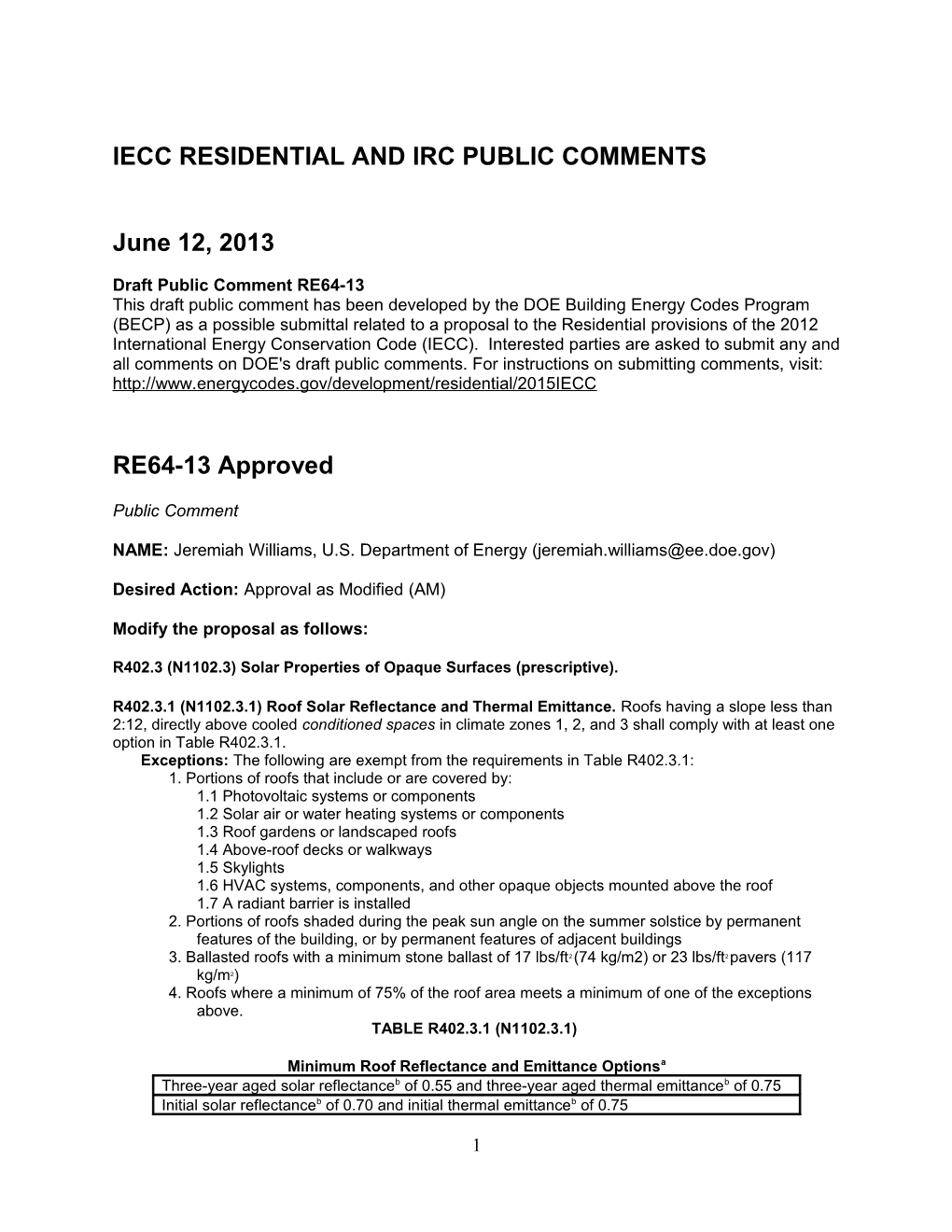 Iecc Residential and Irc Public Comments