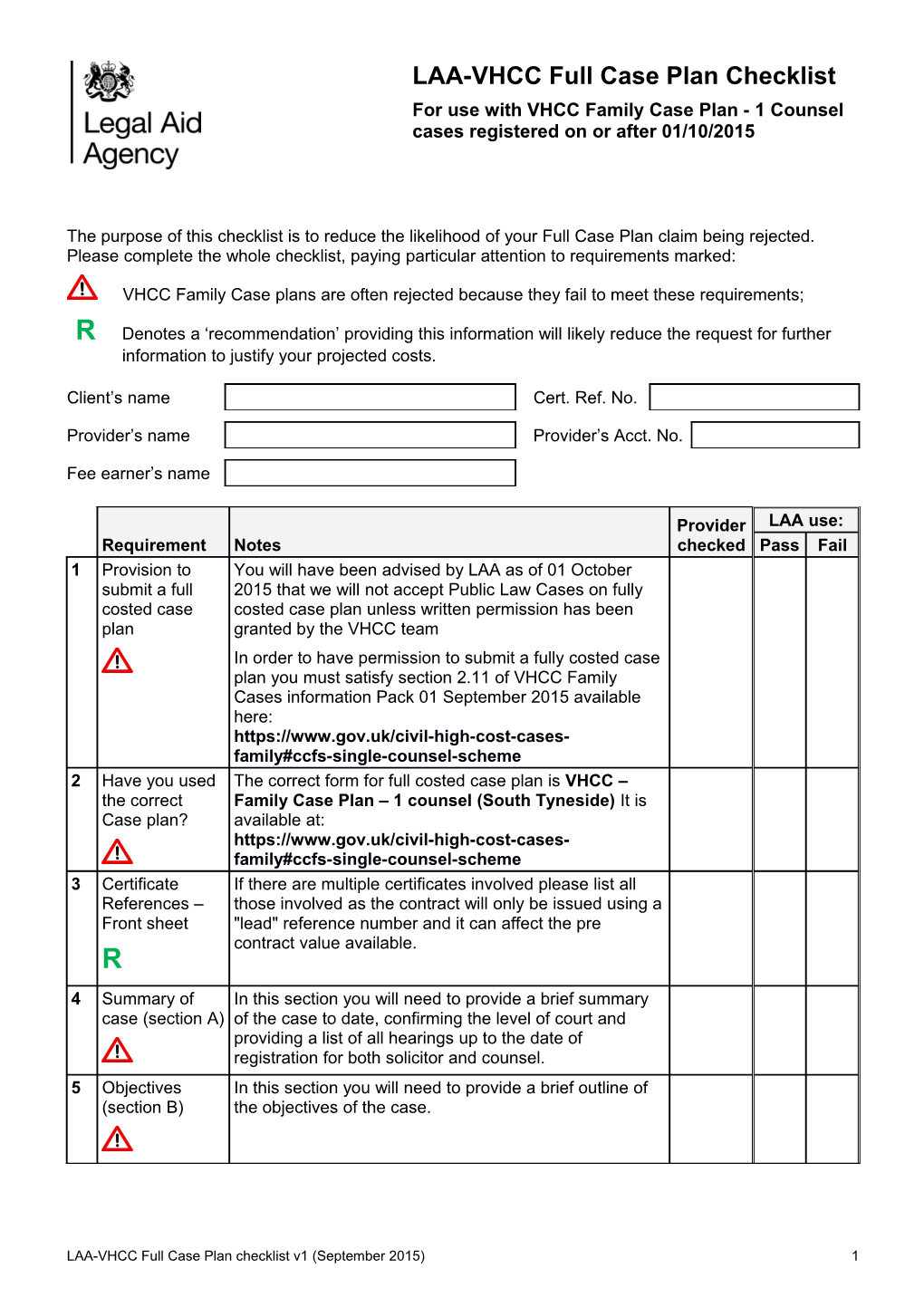 Lc1a - LAA-Assessed Claim 1A Checklist