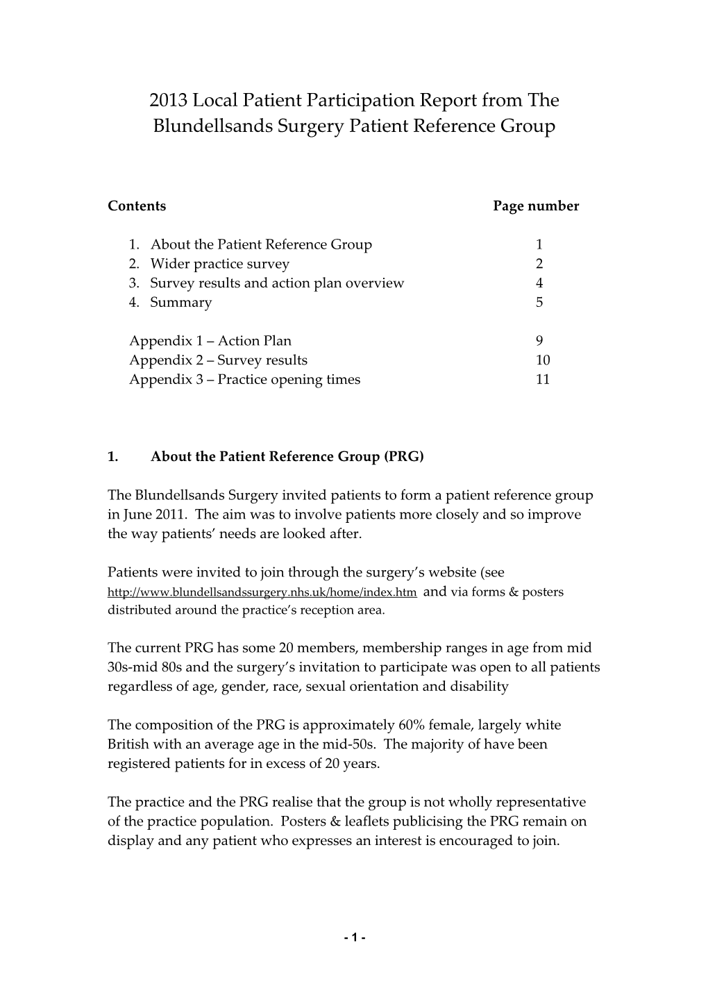 2012 Local Patient Participation Report from the X Practice Patient Reference Group