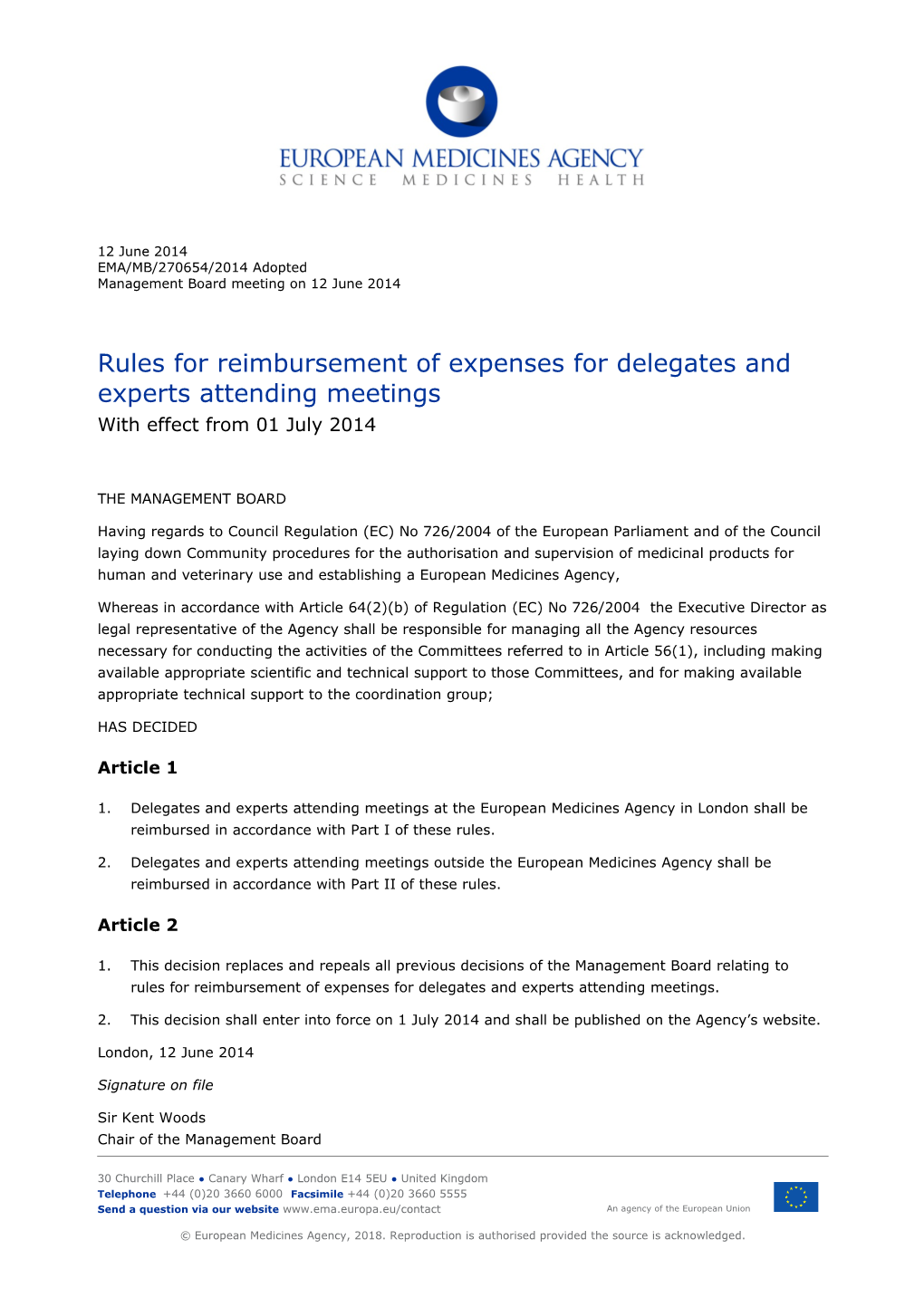 B.05A Adopted Rules for Reimbursement of Delegates and Experts June2014