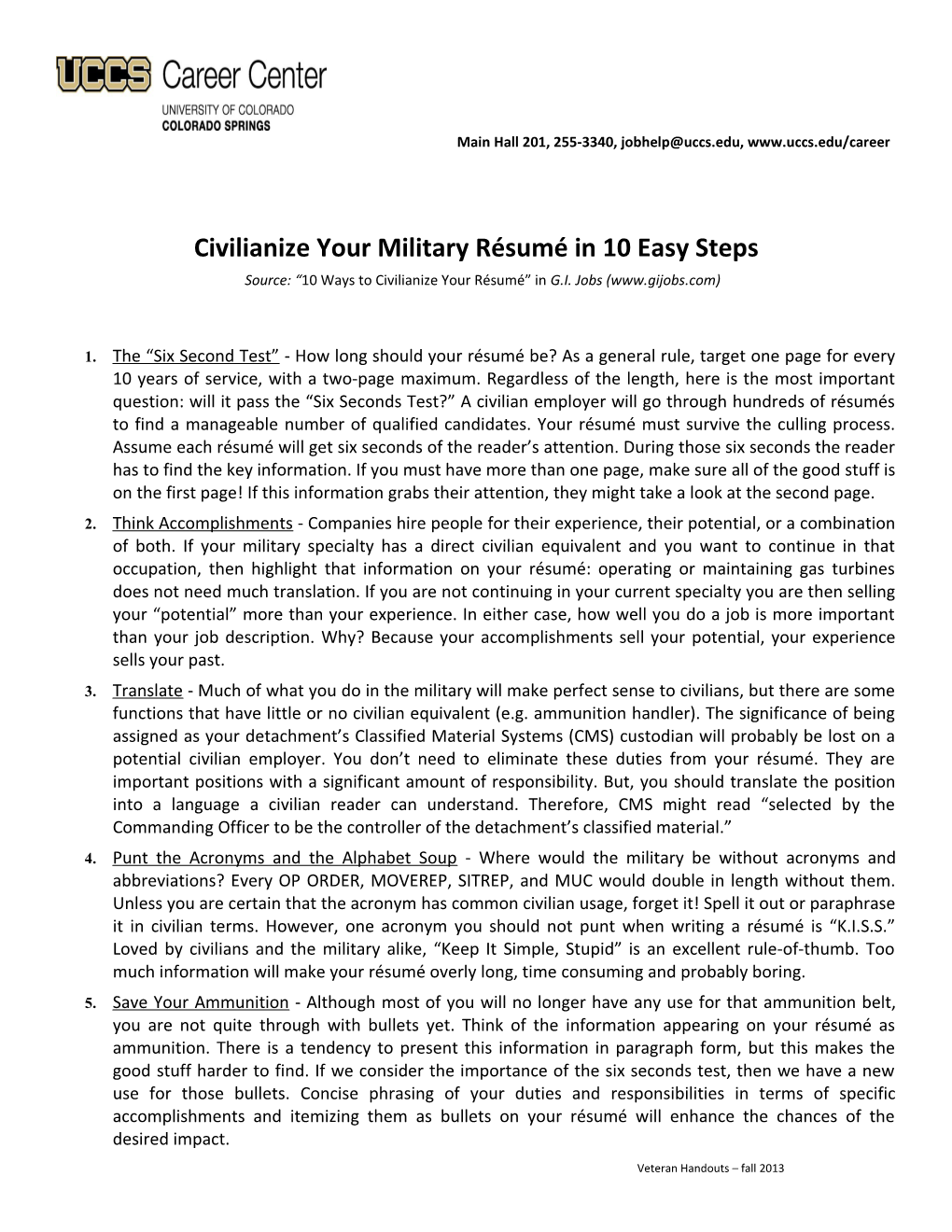 Civilianize Your Military Résumé in 10 Easy Steps