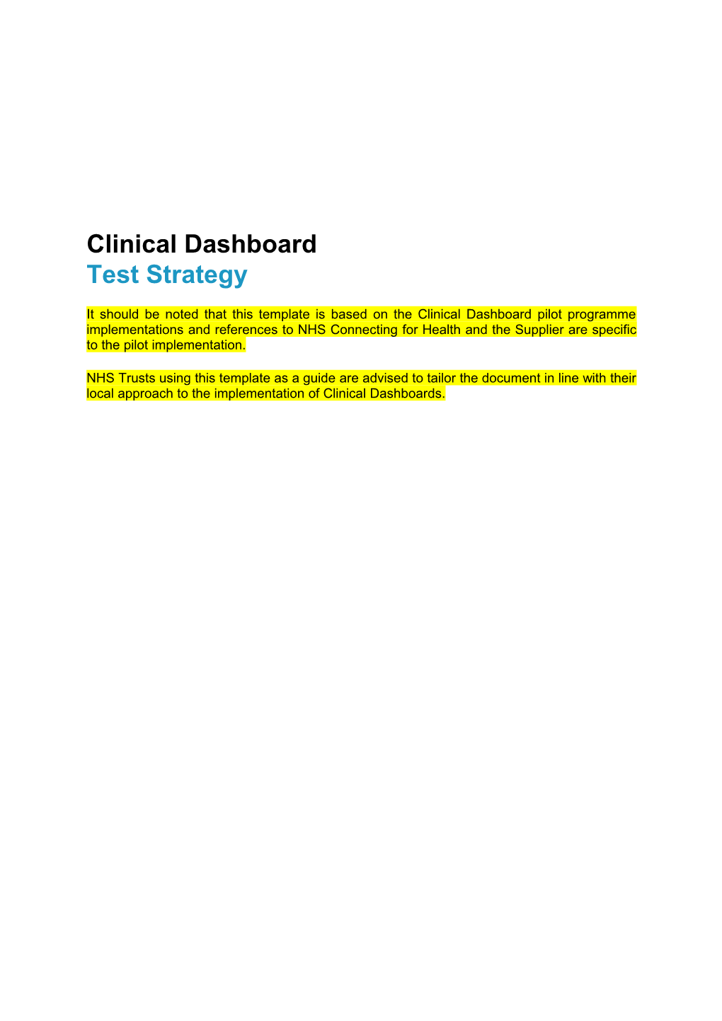 CAP Test Strategy Template