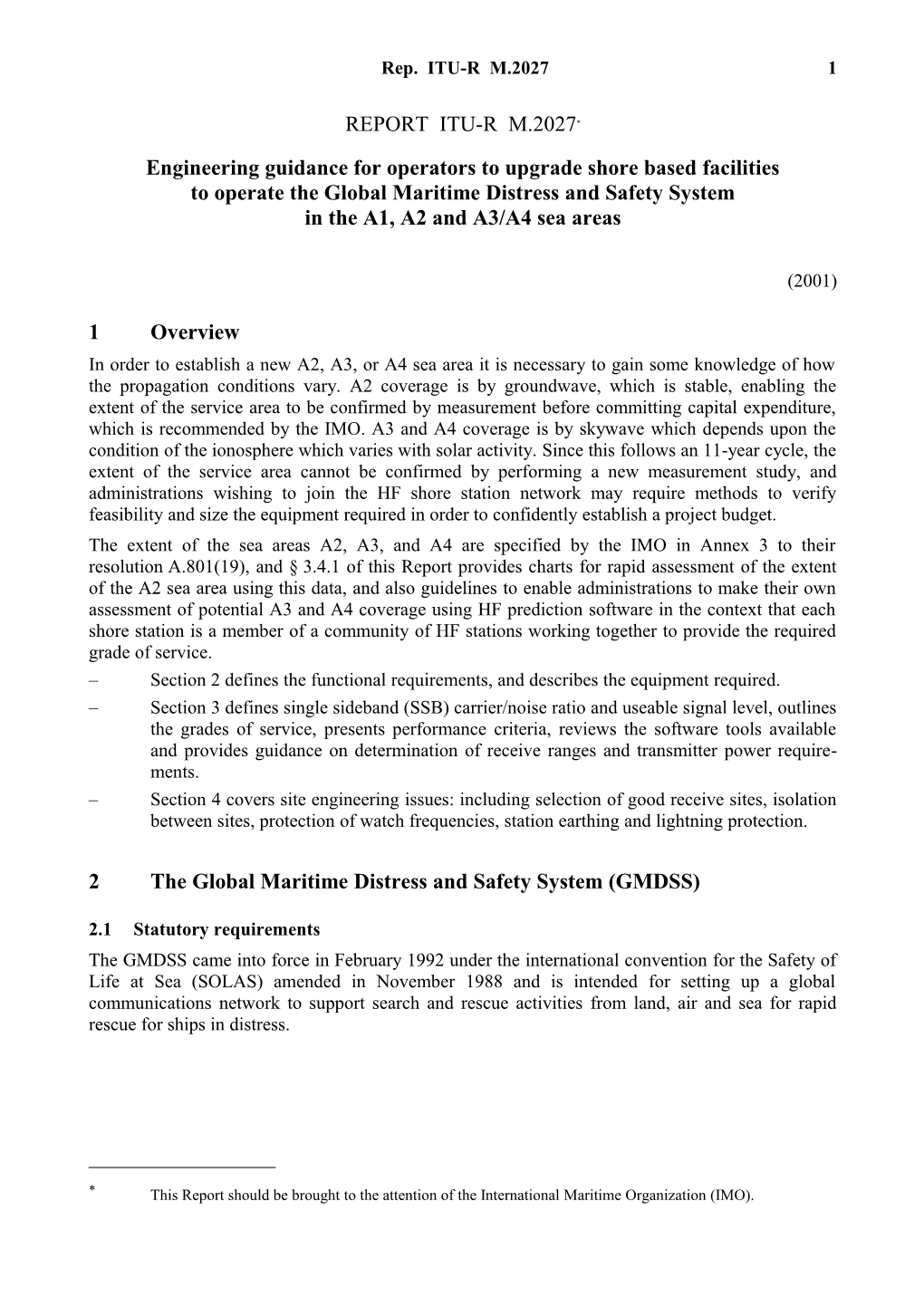 REPORT ITU-R M.2027 - Engineering Guidance for Operators to Upgrade Shore Based Facilities