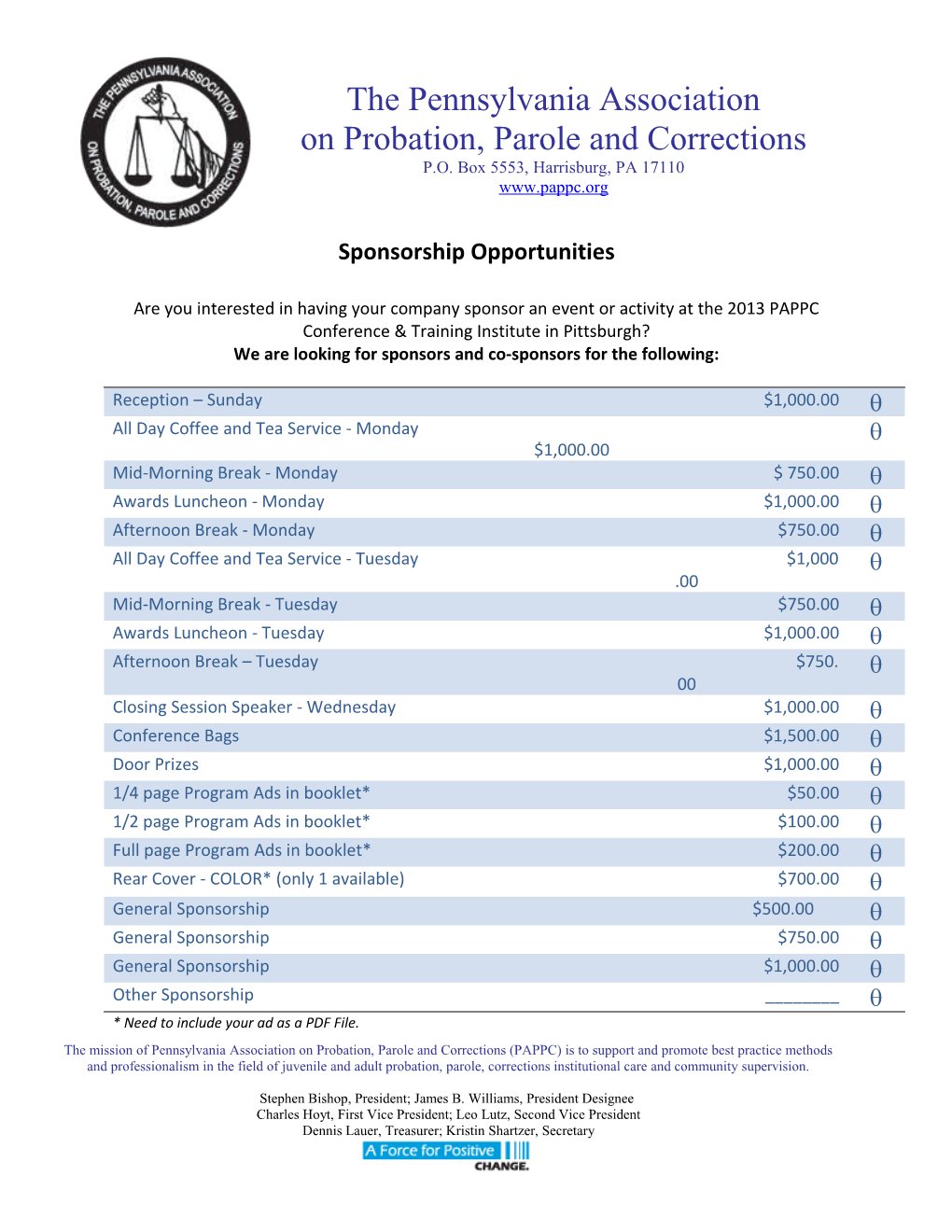 Pennsylvania Association on Probation Parole and Corrections