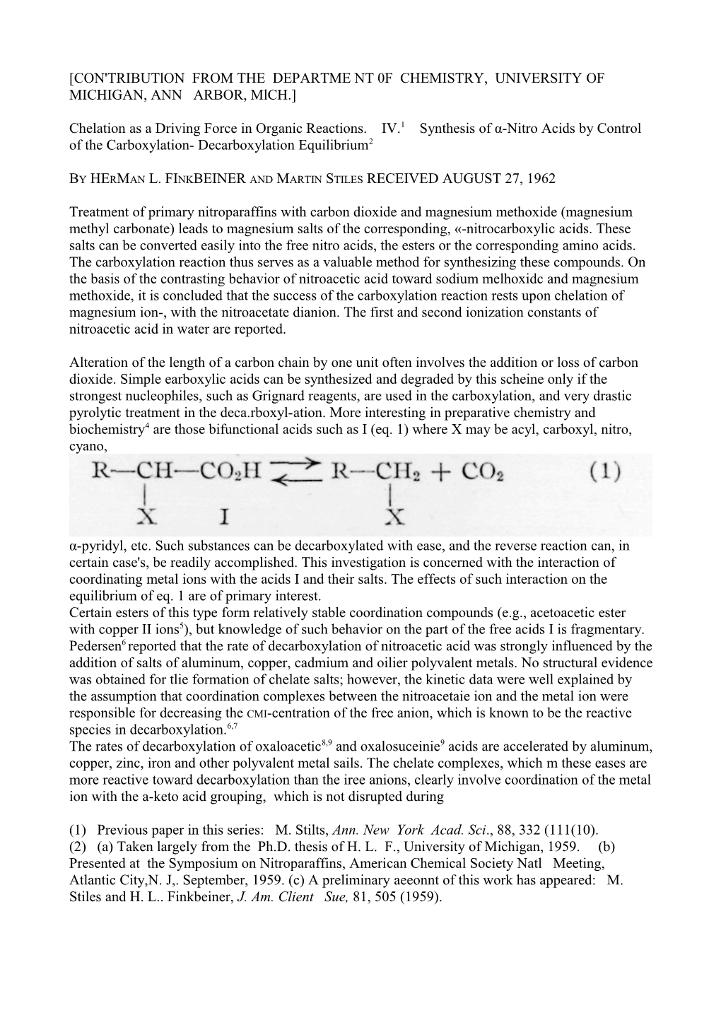 CON'tributlon from the DEPARTME NT 0F CHEMISTRY, UNIVERSITY of MICHIGAN, ANN ARBOR, Mlch