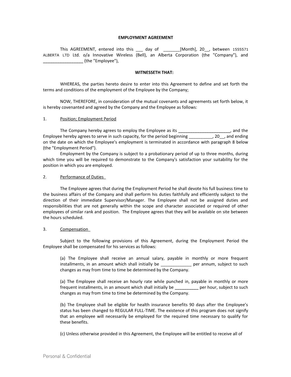 Employment Agreement Rev. 4/12