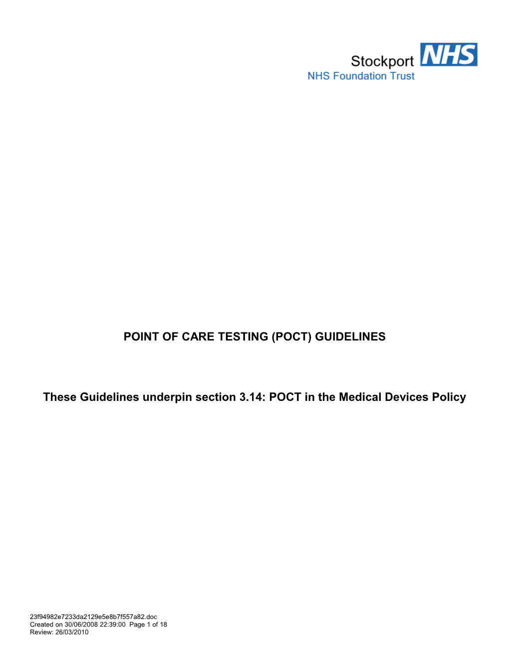 Point of Care Testing (Poct) Procedure