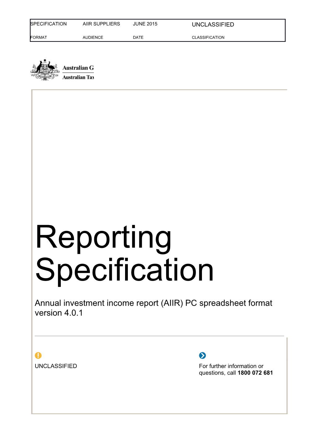 Reporting Specification Aiir Pc Spreadsheet Format