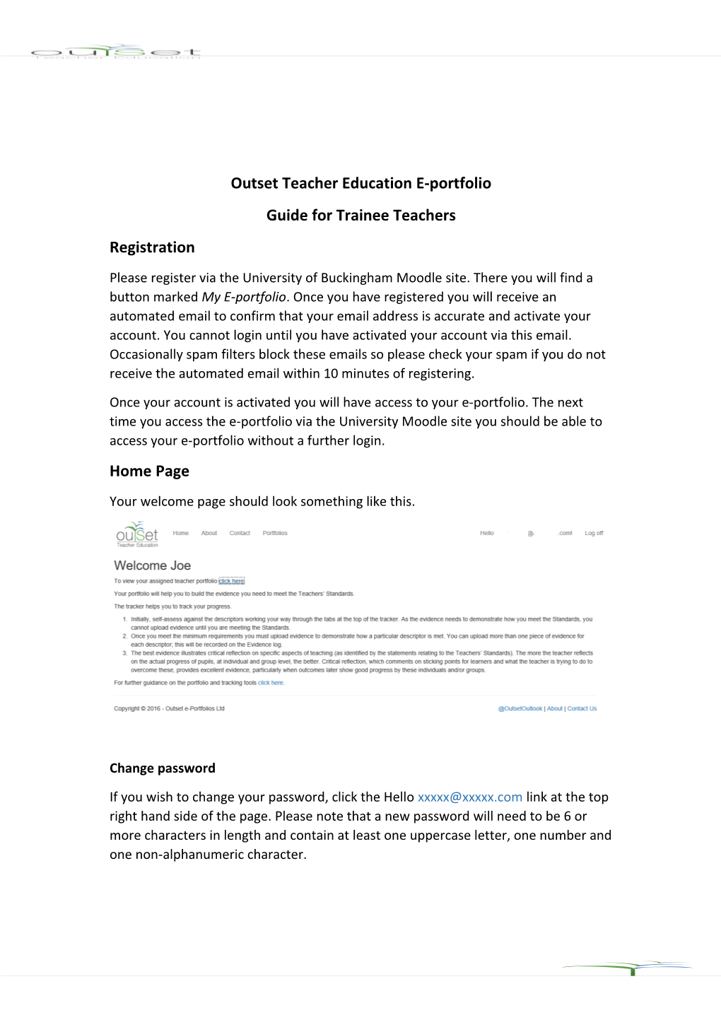 Outset Teacher Education E-Portfolio