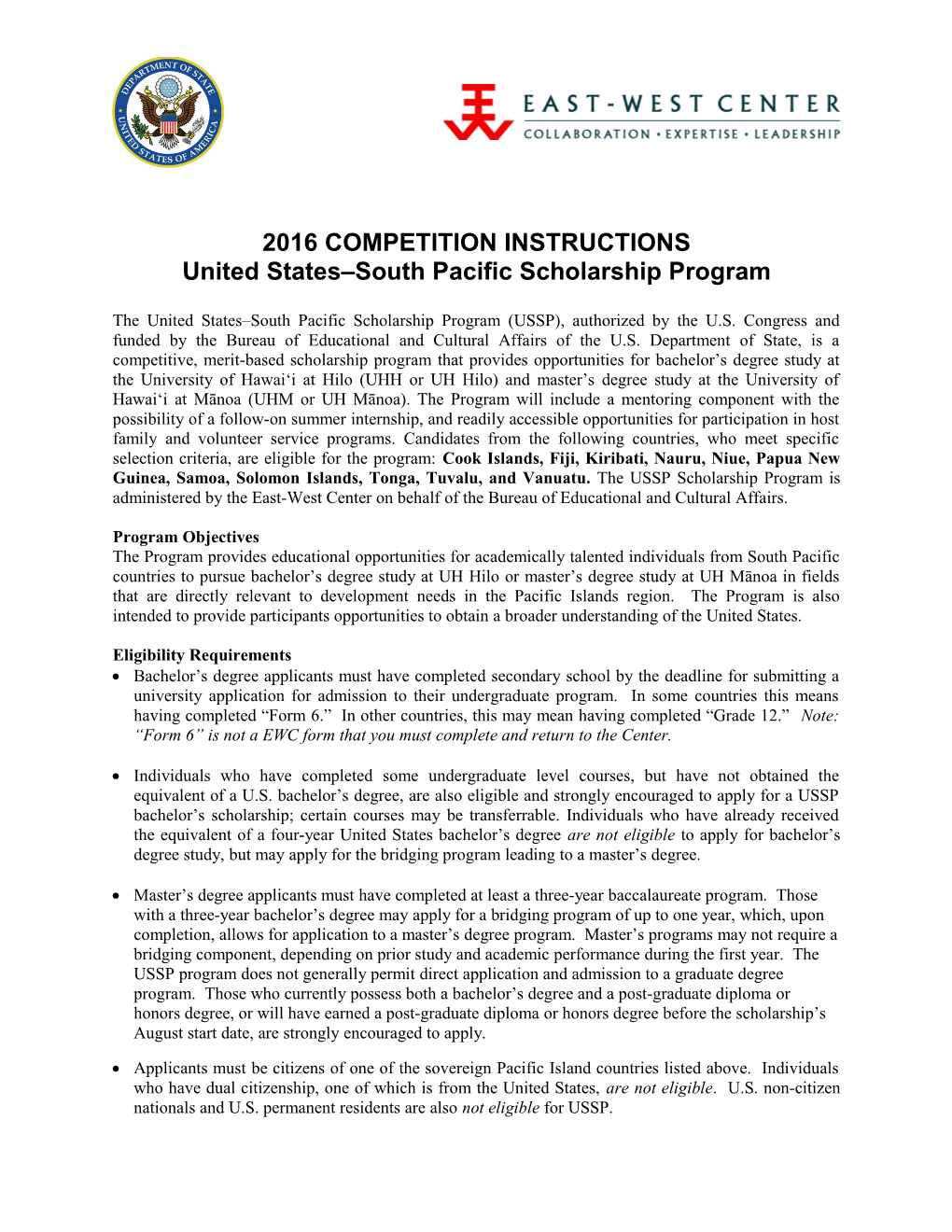 USSP 2016 Competition Instructions