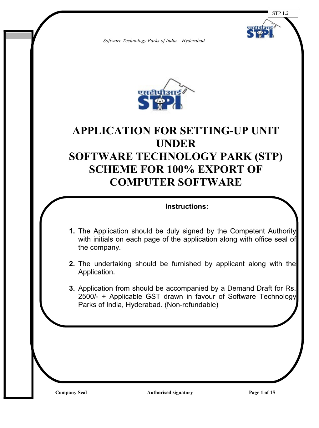 Application for Setting-Up Unit