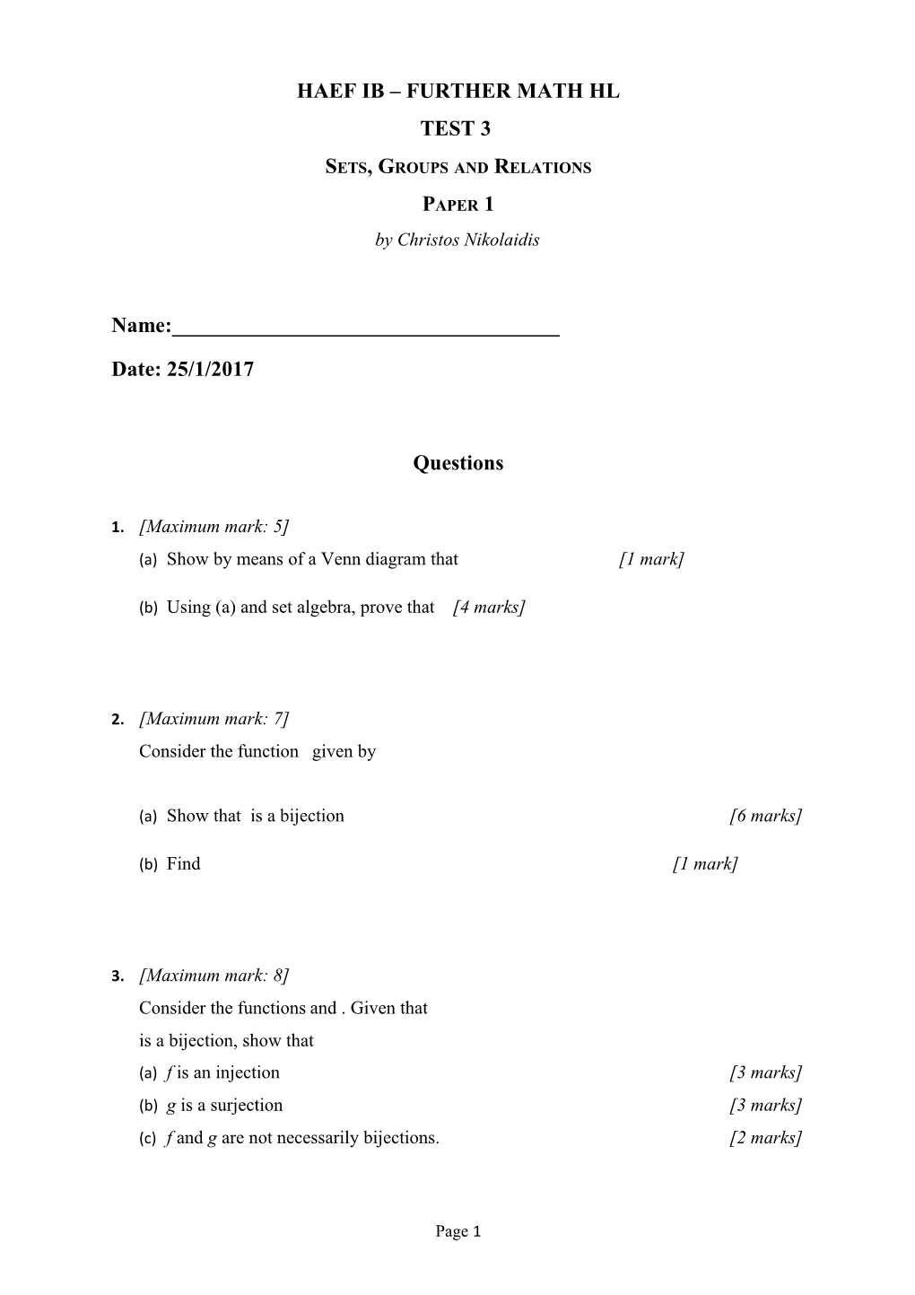 Sets, Groups and Relations