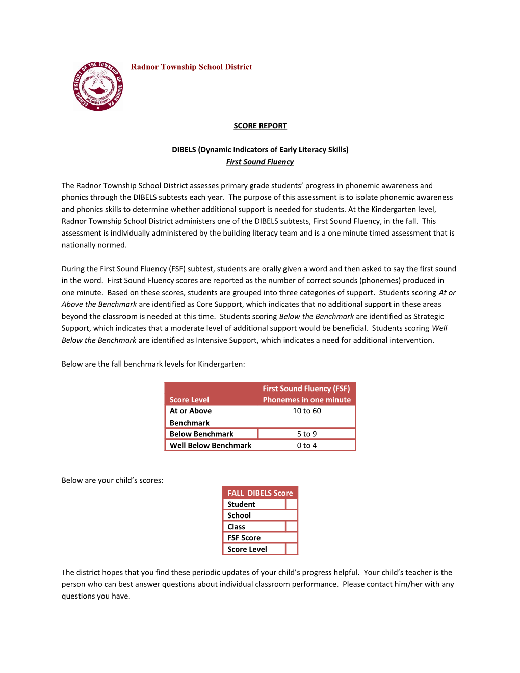 DIBELS (Dynamic Indicators of Early Literacy Skills)