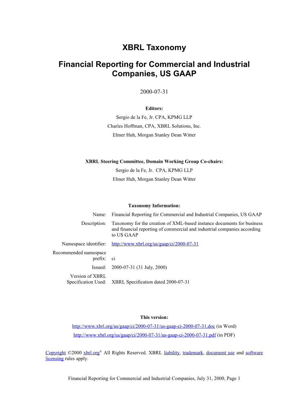 Financial Reporting for Commercial and Industrial Companies, US GAAP