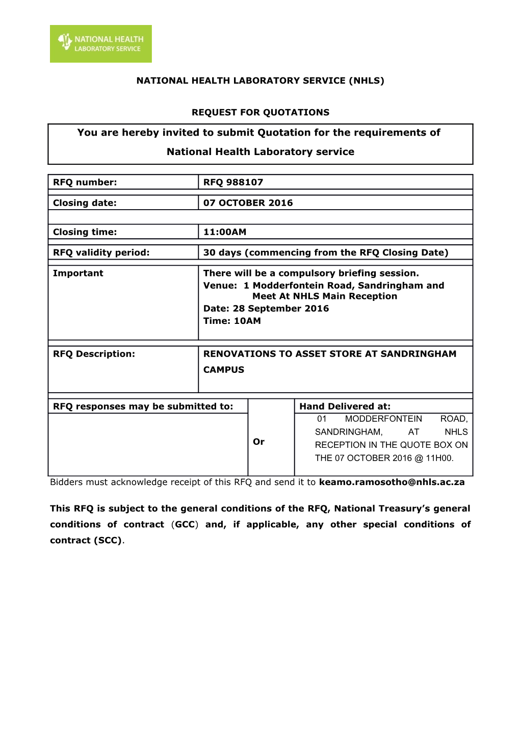 National Health Laboratory Service (Nhls)