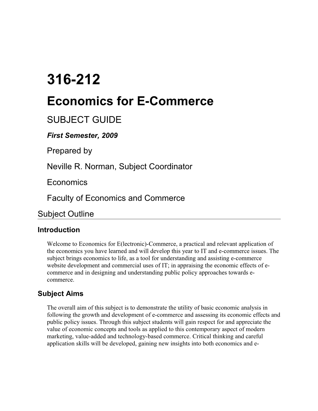 Economics for E-Commerce