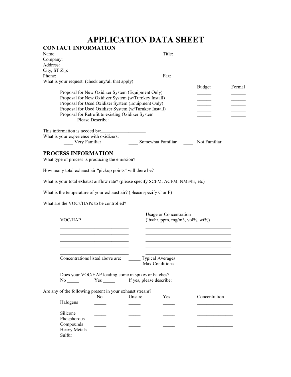 Application Data Sheet