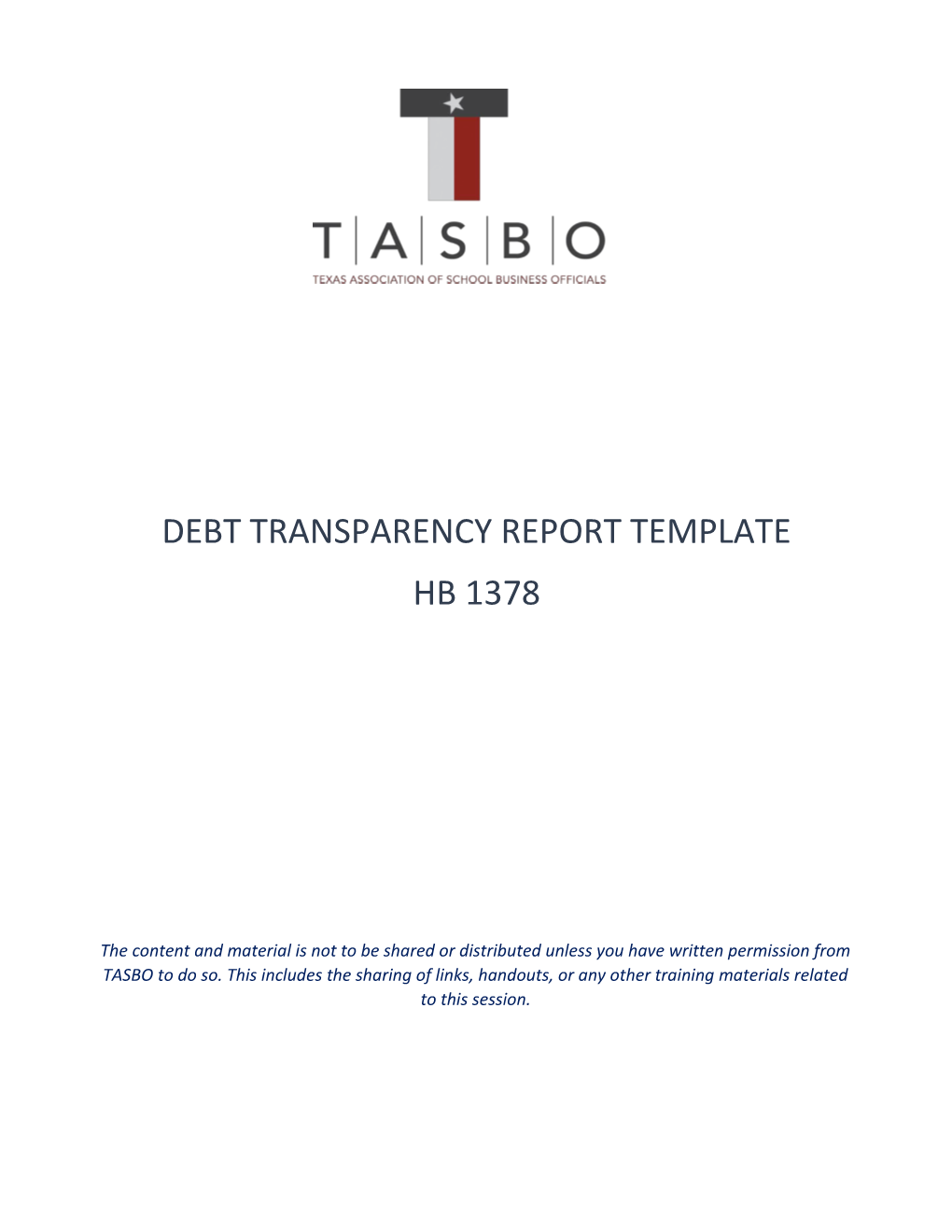 Debt Transparency Report Template Hb 1378